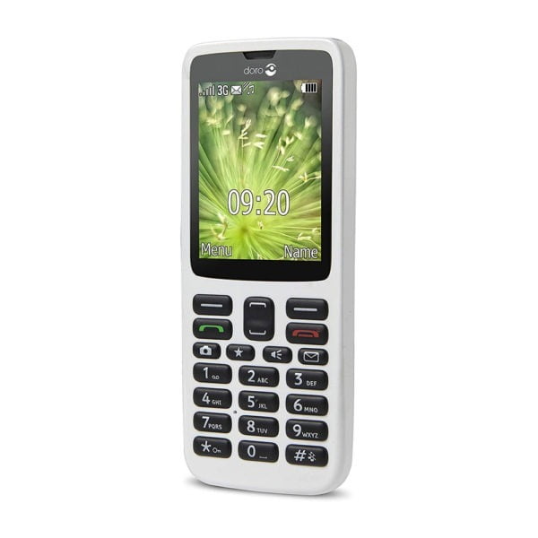 White Doro 5516 mobile phone for elderly on white background