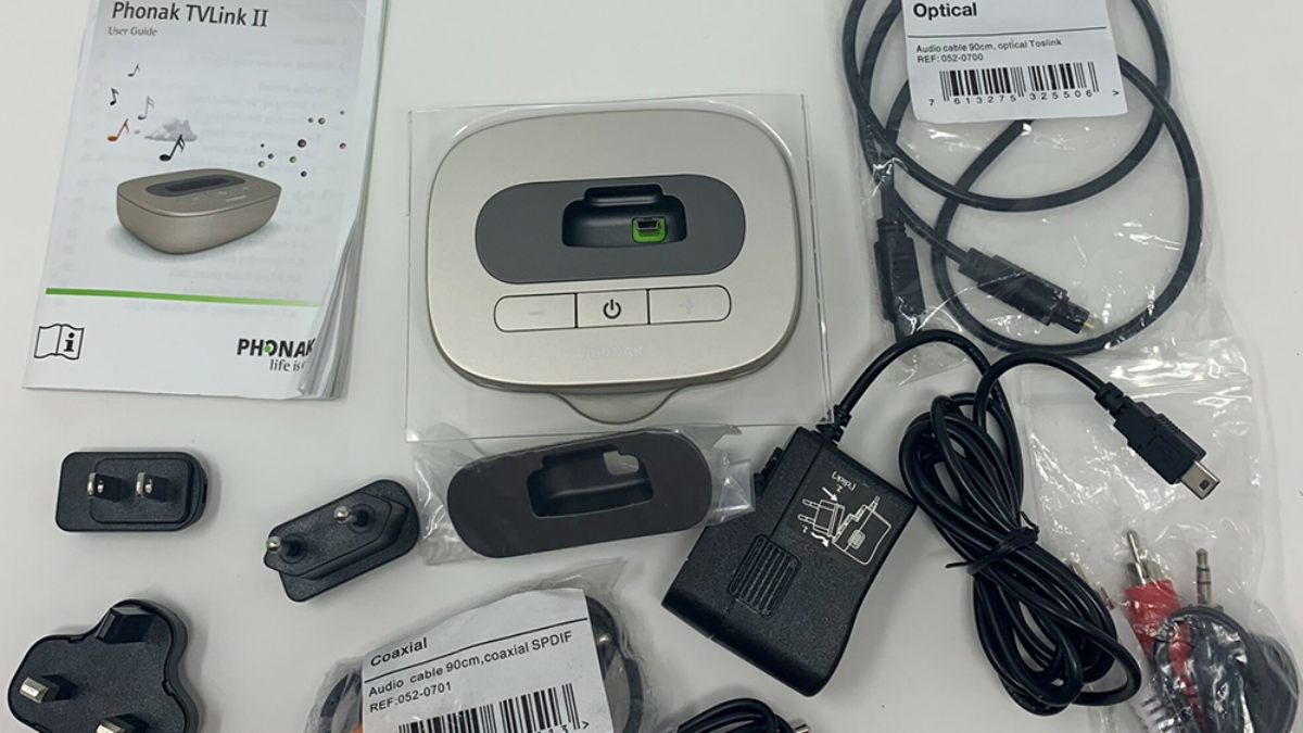 Phonak TVLink2 Base Station TV Link II w/ Power Cord & Compilot For deals Parts/Repair